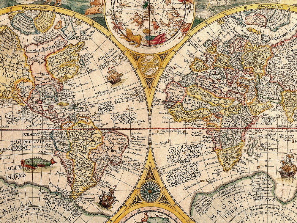 Vintage Plancius World Map 1599