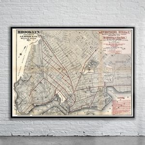 Vintage Map of Brooklyn 1874