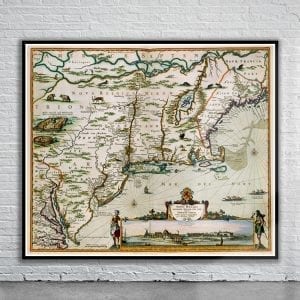 Vintage Map of America 1673