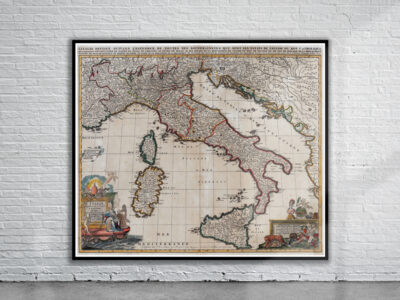 Vintage Map of Italy 1702