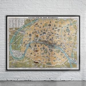 Vintage Map of Paris 1890