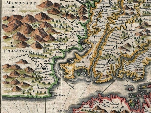 Vintage Map of Virginia 1630