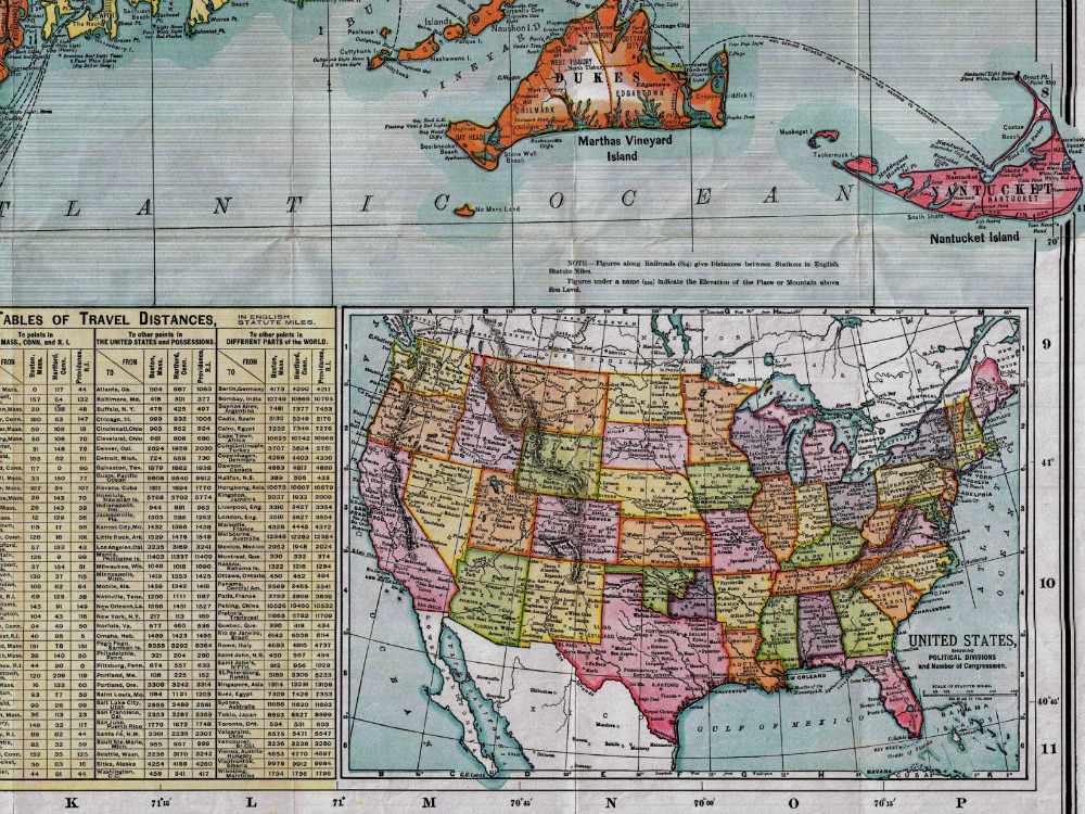 Vintage Map Of U.s. Railroad Map 1900