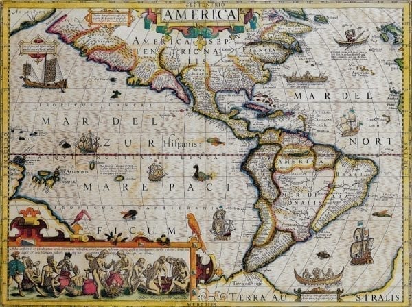 Vintage Map of The Americas 1619