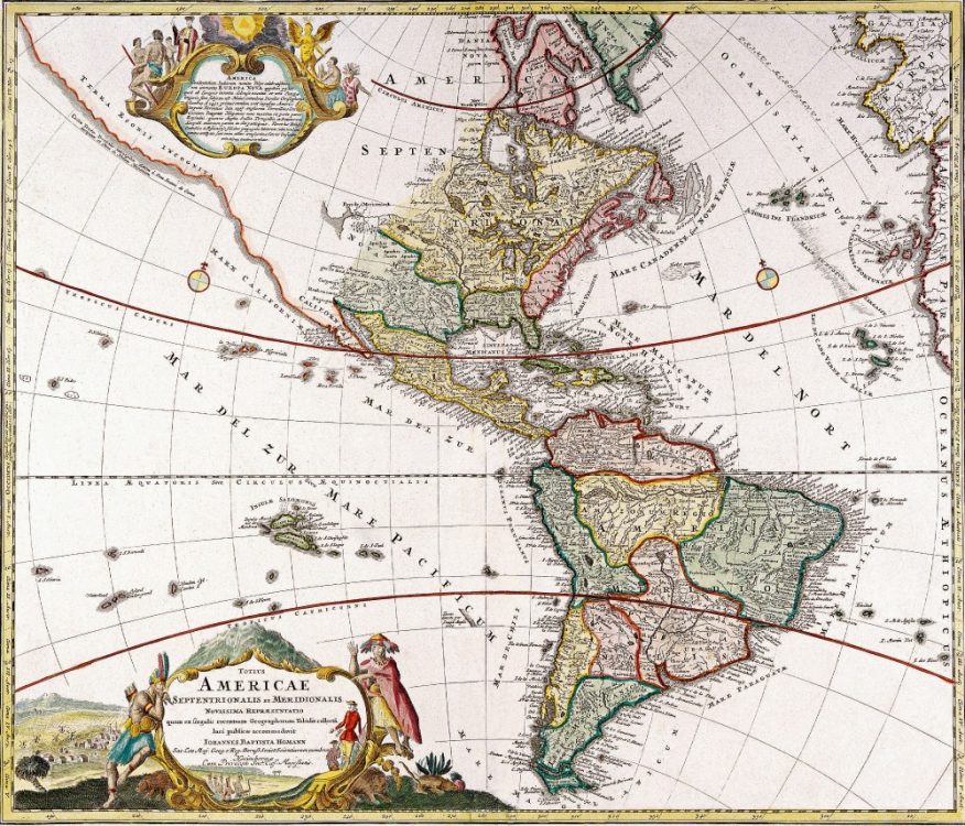 Vintage Map of The Americas 1720