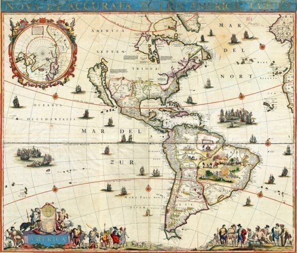 Vintage Map of America 1660