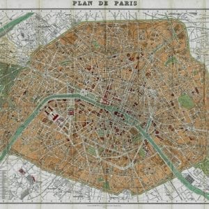 Vintage Map Of Paris 1892