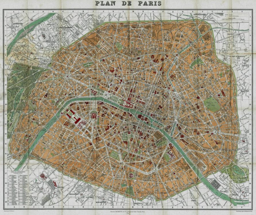 Vintage Map of Paris 1892