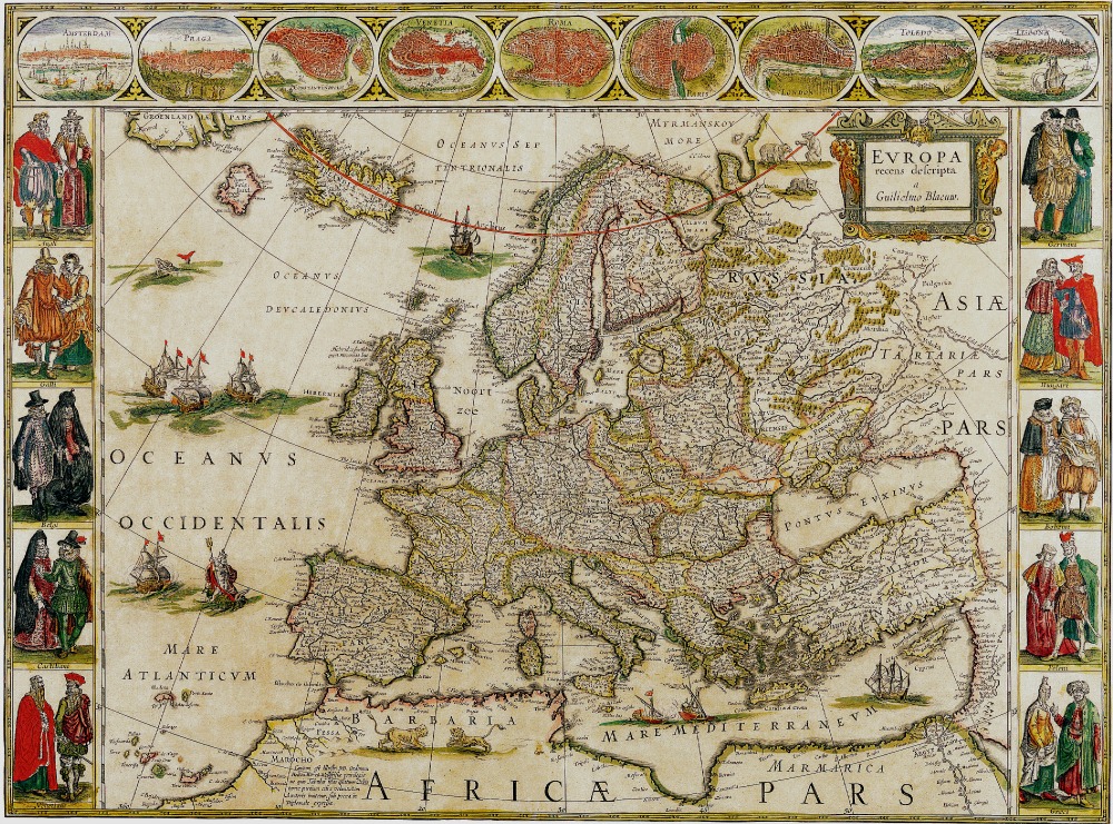 Vintage Map of Europe 1650