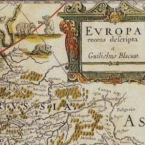 Vintage Map Of Europe 1650