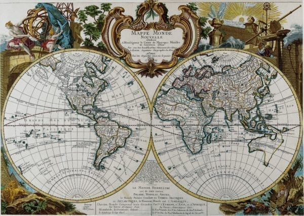 Vintage Le Rouge World Map 1744