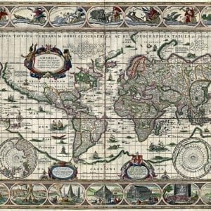 Vintage Blaeu World Map 1635