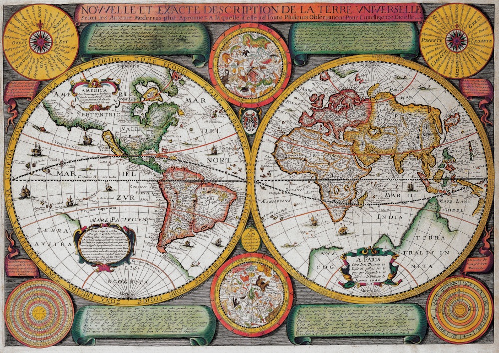 Vintage Boisseau World Map 1646