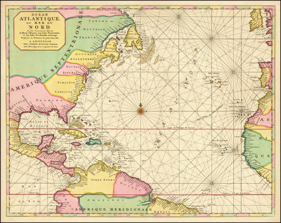 Vintage Map Of Atlantic Ocean 1693