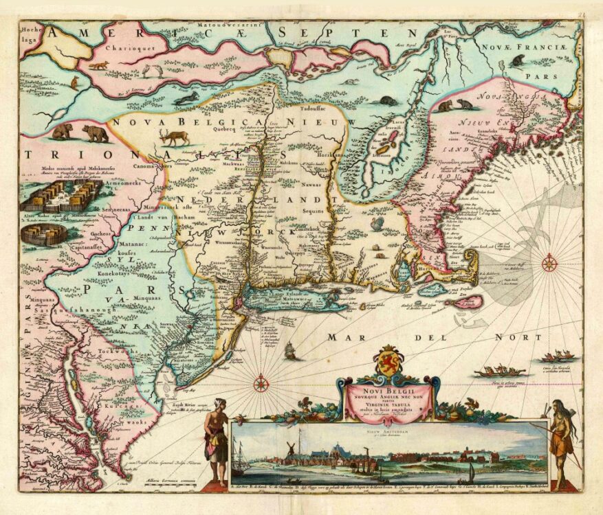 Vintage Map of New England 1673