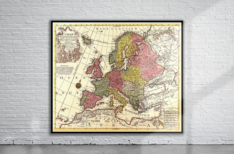 Vintage Map of Europe 1760