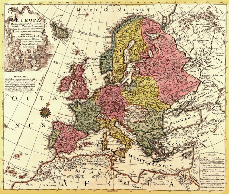 Vintage Map of Europe 1760