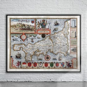 Vintage Map of Cornwall 1646