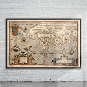 Vintage Map of Cornwall 1586