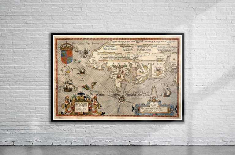 Vintage Map of Cornwall 1586