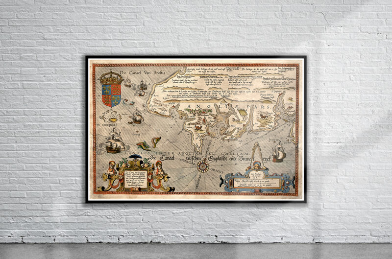 Vintage Map Of Cornwall 1586