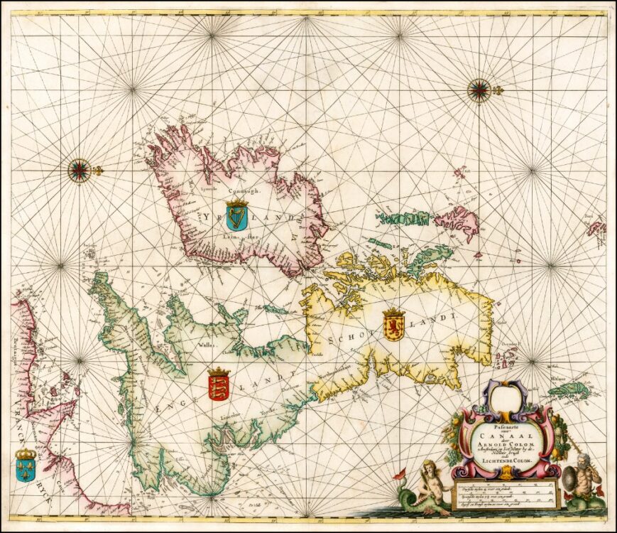 Vintage Sea Chart of the British Isles 1669