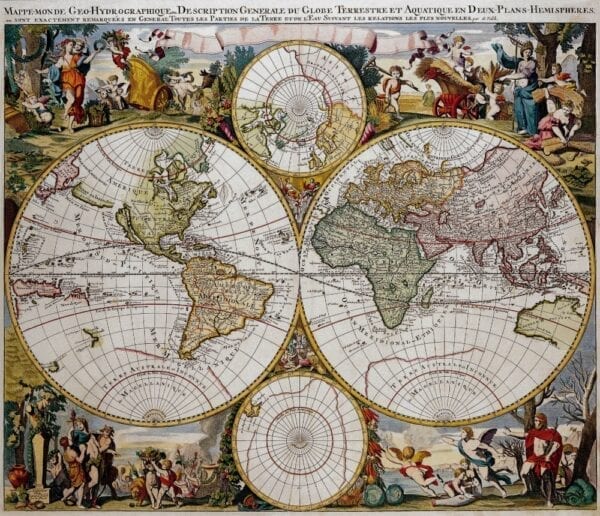 Vintage De Wit World Map 1686