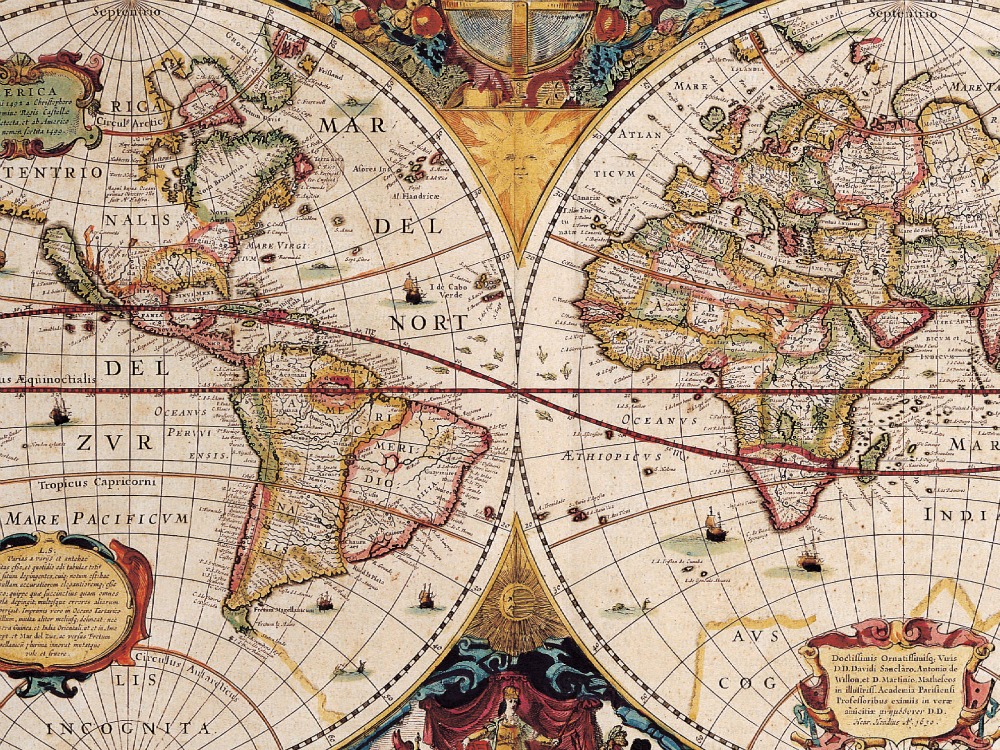 Vintage Hondius World Map 1630