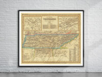 Vintage Map of Tennessee 1845