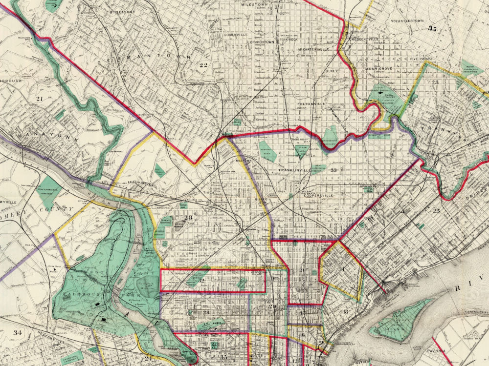 Vintage Map of Philadelphia 1890