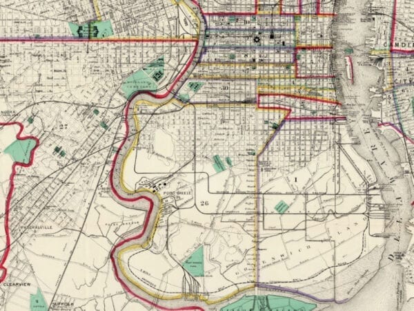 Vintage Map of Philadelphia 1890