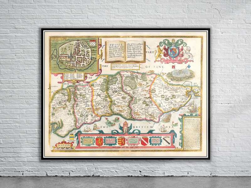 Vintage Map of Sussex