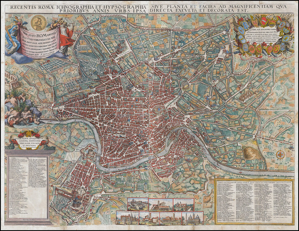 Vintage Map of Rome 1677