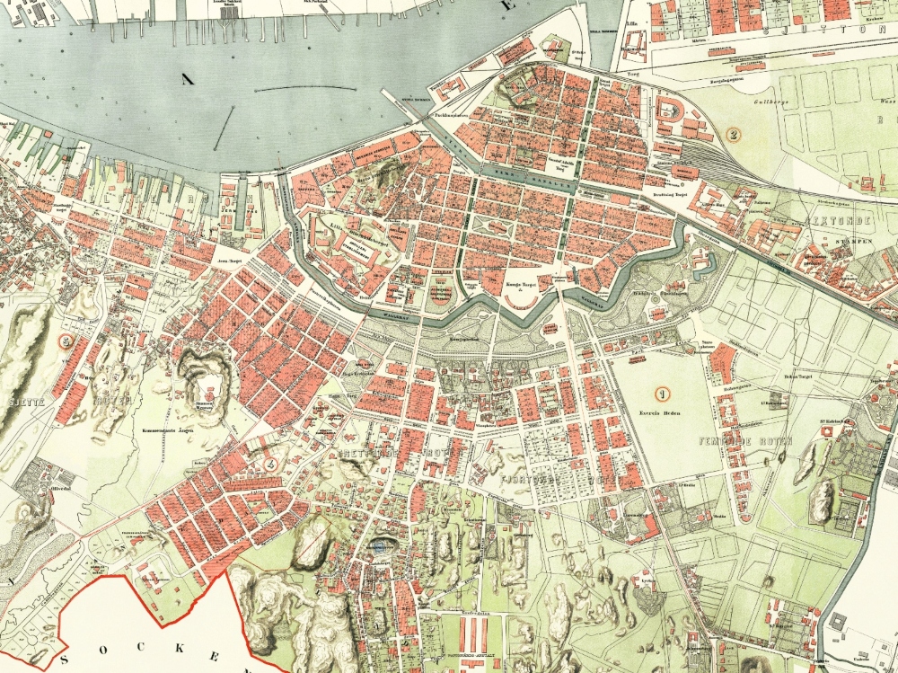 Vintage Map of Gothenberg 1888