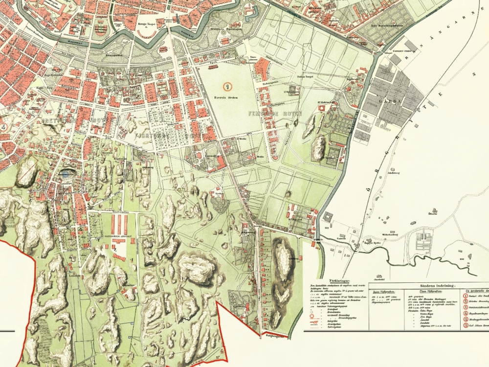 Vintage Map of Gothenberg 1888