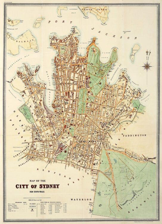 Vintage Map of Sydney 1895