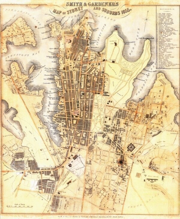 Vintage Map Of Sydney 1855