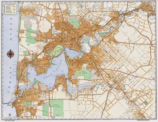 Vintage Map of Perth 1952