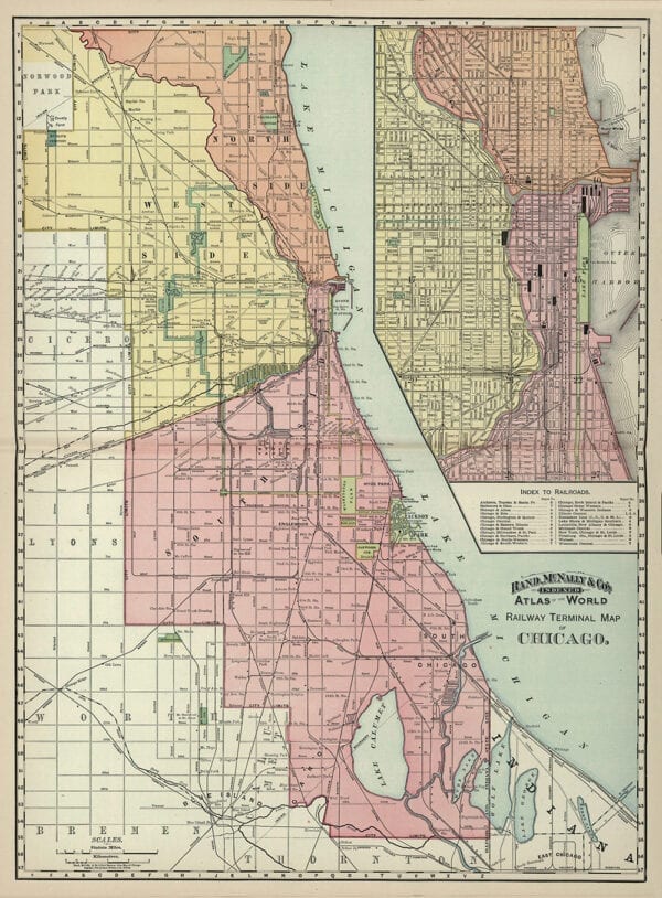 Vintage Chicago Railway Map 1897