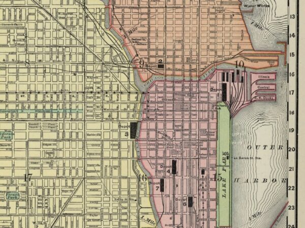 Vintage Chicago Railway Map 1897