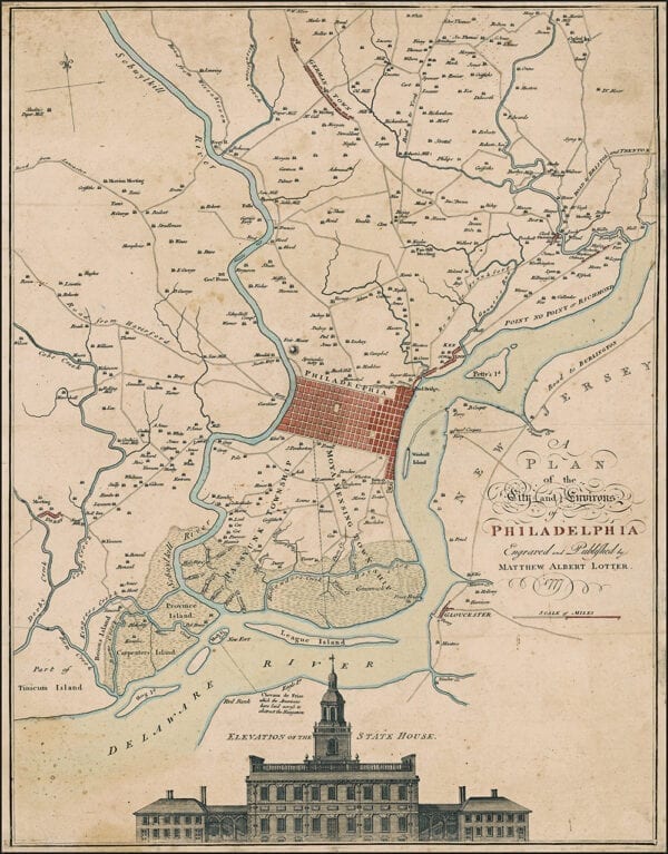 Vintage Map of Philadelphia 1777