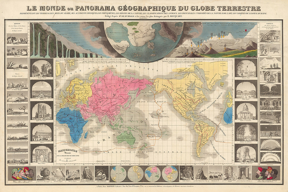 Vintage Map of the World 1854