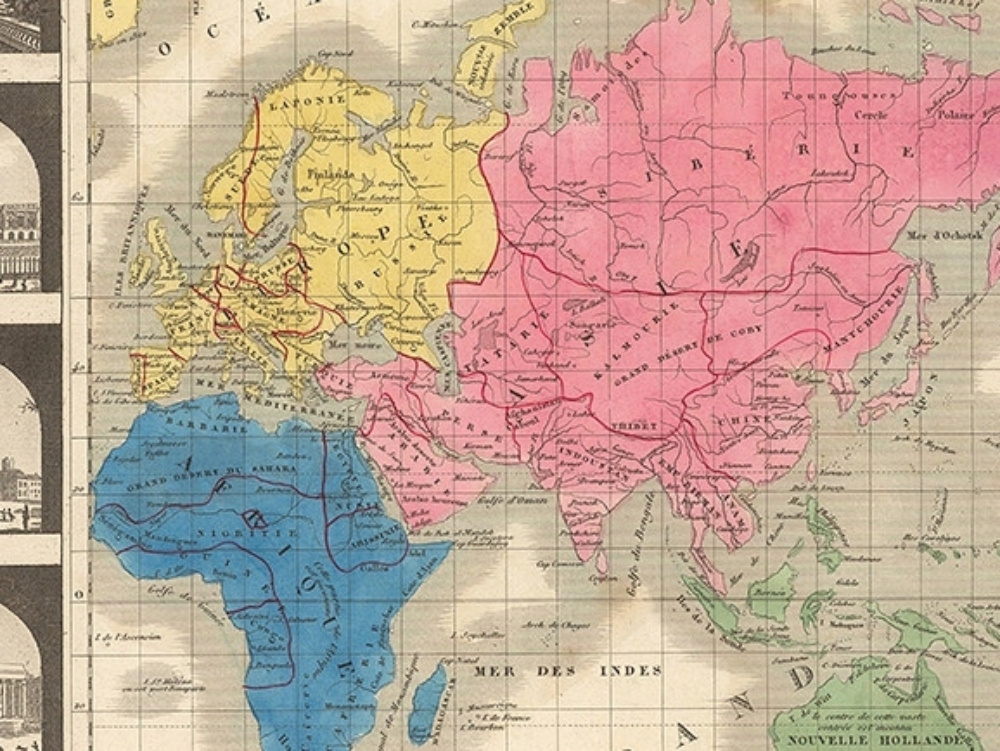 Vintage Map of the World 1854