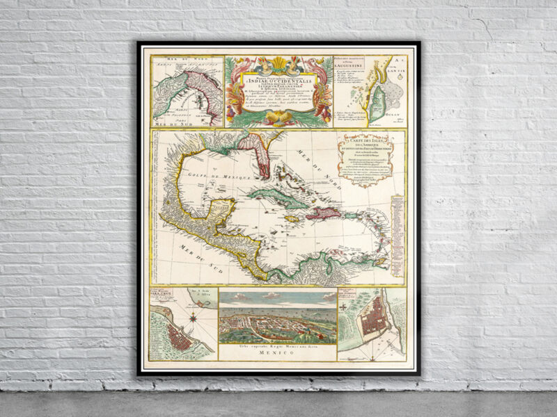 Vintage Map of Florida & The Carribean 1740