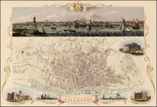 Vintage Map of Liverpool 1851