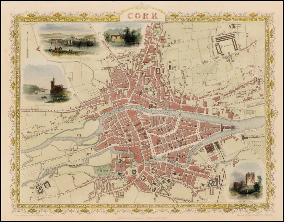 Vintage Map of Cork 1851