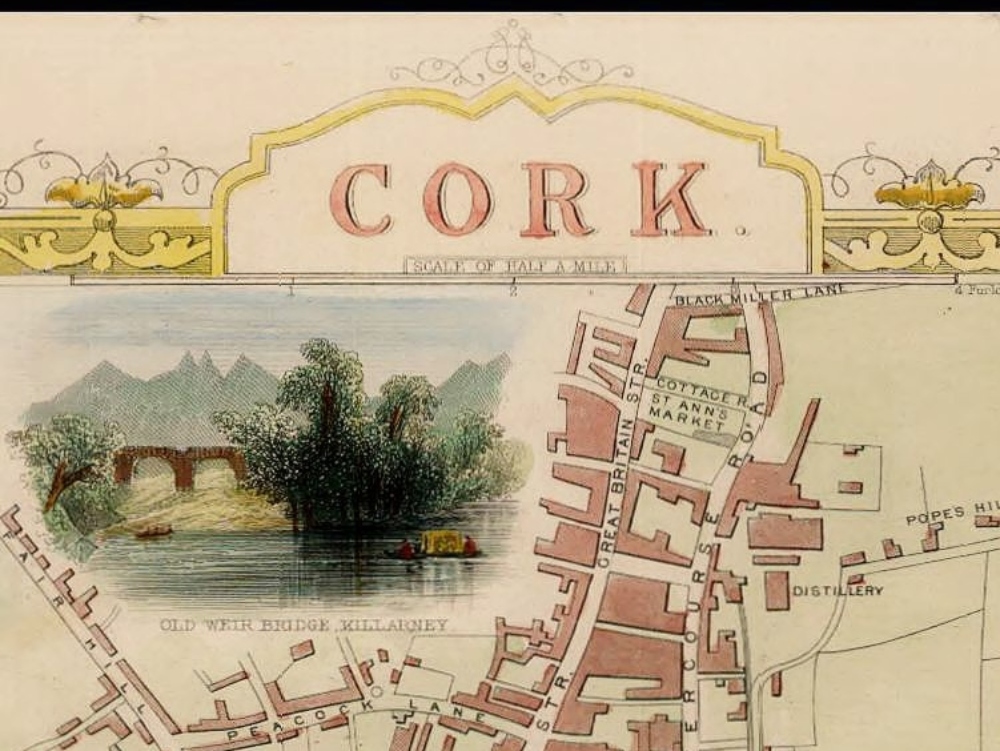 Vintage Map of Cork 1851