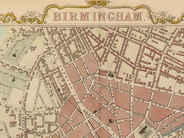 Vintage Map Of Birmingham 1851   CY169 4 600x450 