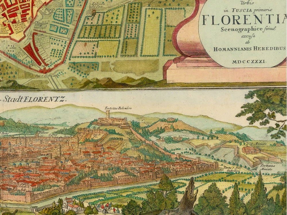 Vintage Map Of Florence 1731