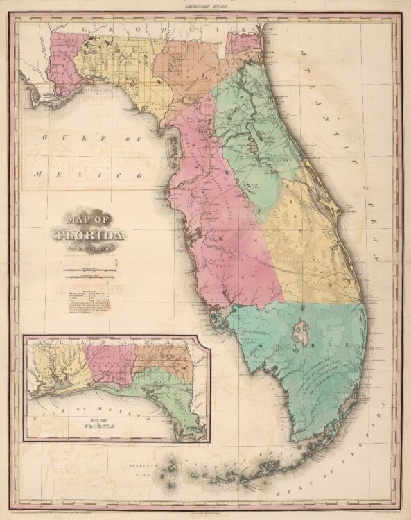 Vintage State Map of Florida 1833